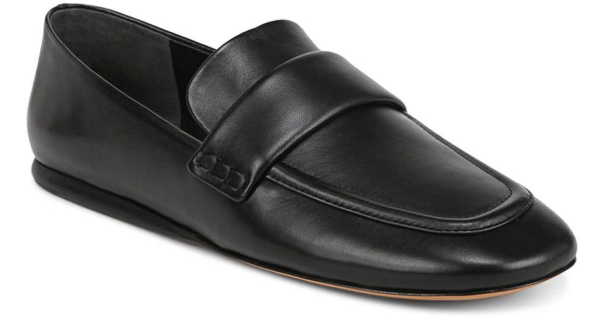 Vince Davis Leather Loafer Flats in Black Lyst