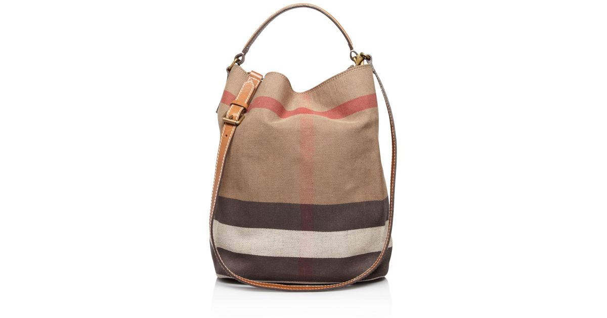 Burberry Canvas Check Medium Ashby Hobo in Brown - Lyst