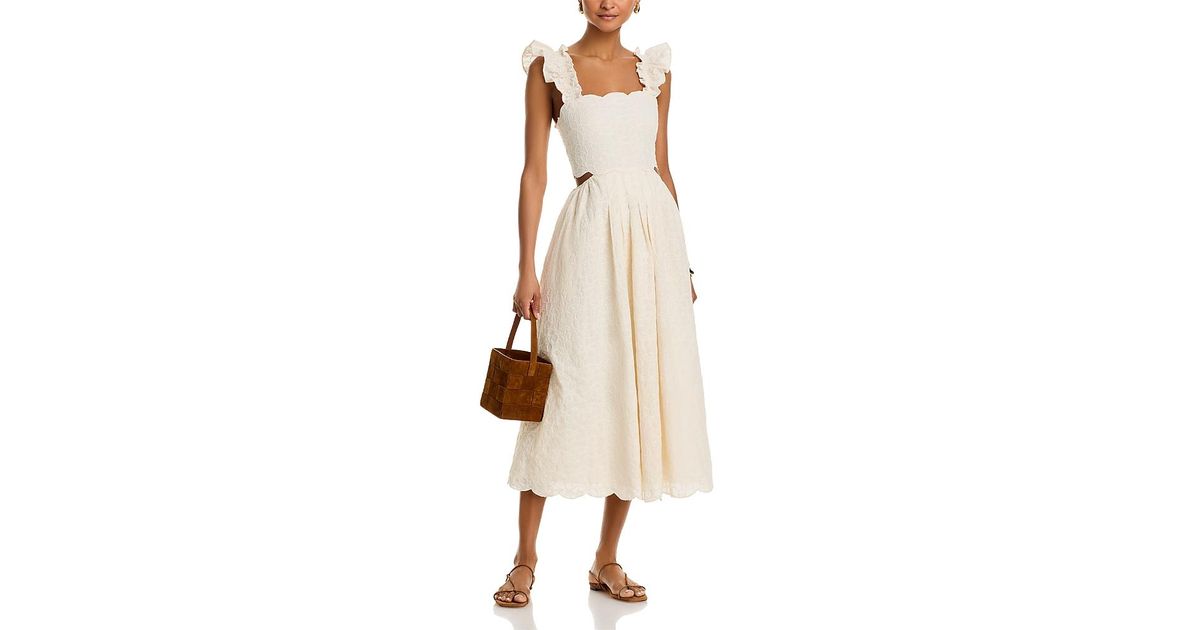 knee length dresses for ladies Strut & Bolt Scallop Edge Crochet Trim Satin Midi Dress