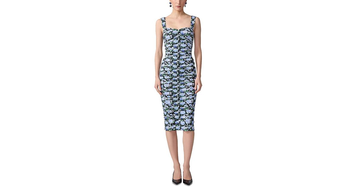 Carolina Herrera Ruched Dress in Blue | Lyst