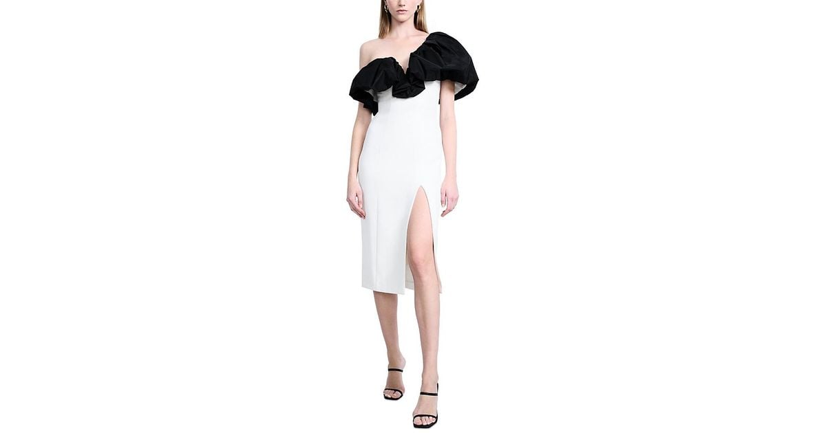 BCBGMAXAZRIA Puff Tea Length Dress in White | Lyst