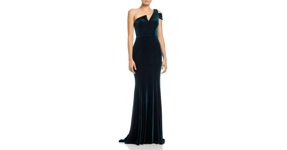 aqua one shoulder gown