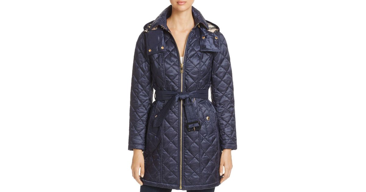 burberry baughton quilted belted parka jacket