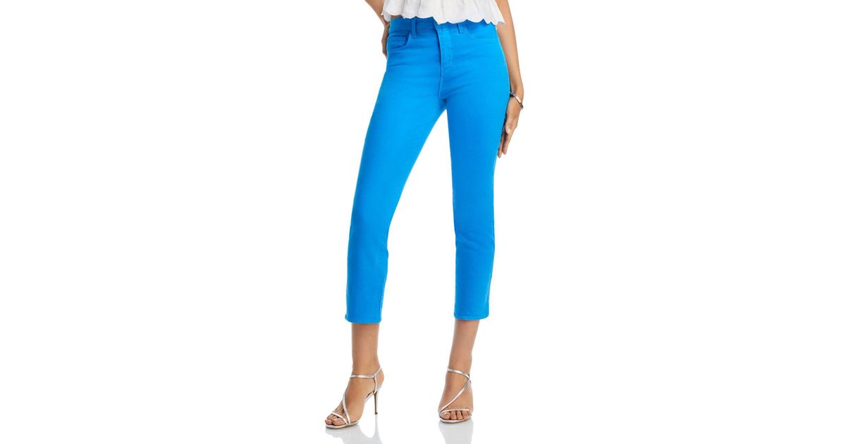 L'Agence Alexia High Rise Cropped Slim Jeans In Neon Blue | Lyst