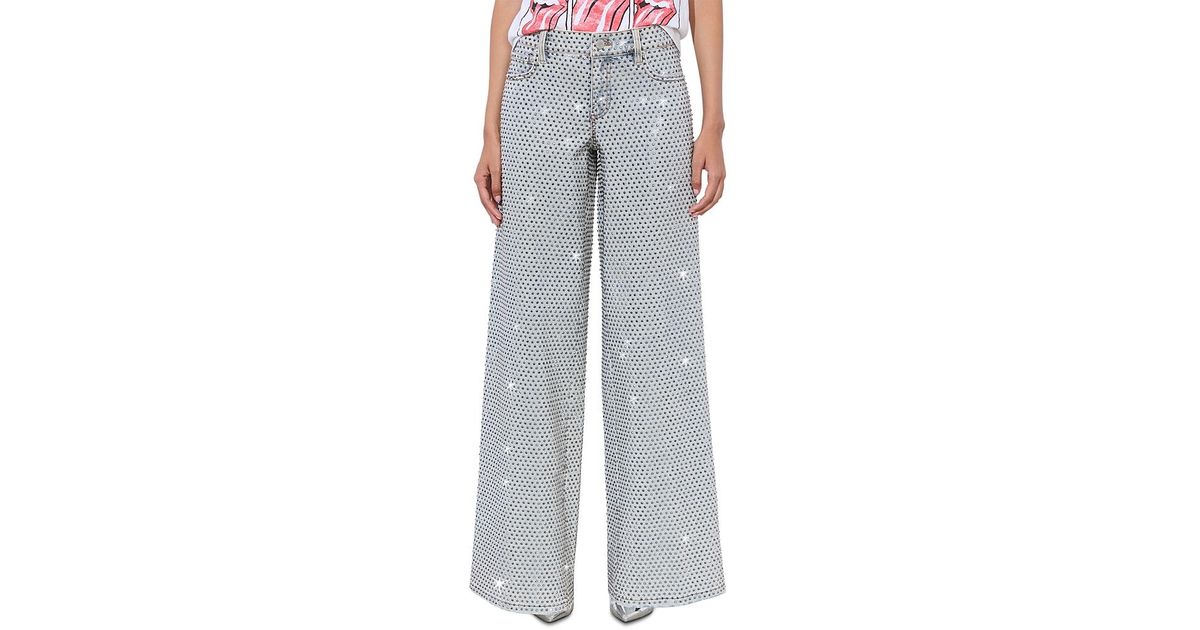 Alice + Olivia Trish Embellished Jeans in Gray | Lyst