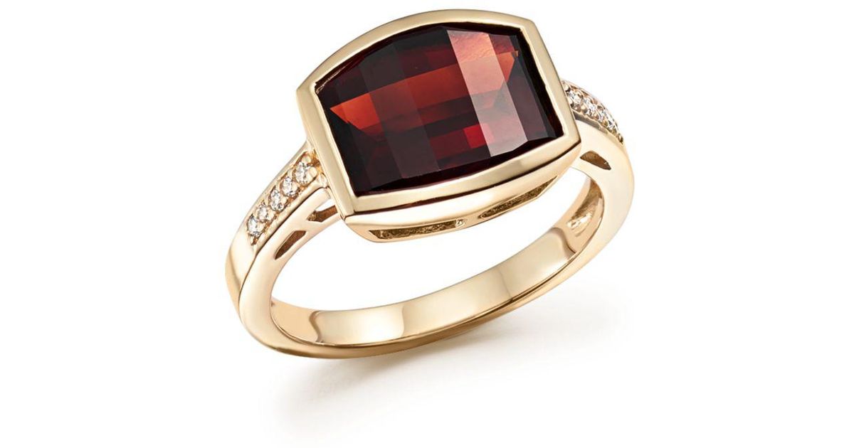 Bloomingdale S Garnet And Diamond Statement Ring In 14k Yellow Gold In Pink Gold Metallic Lyst