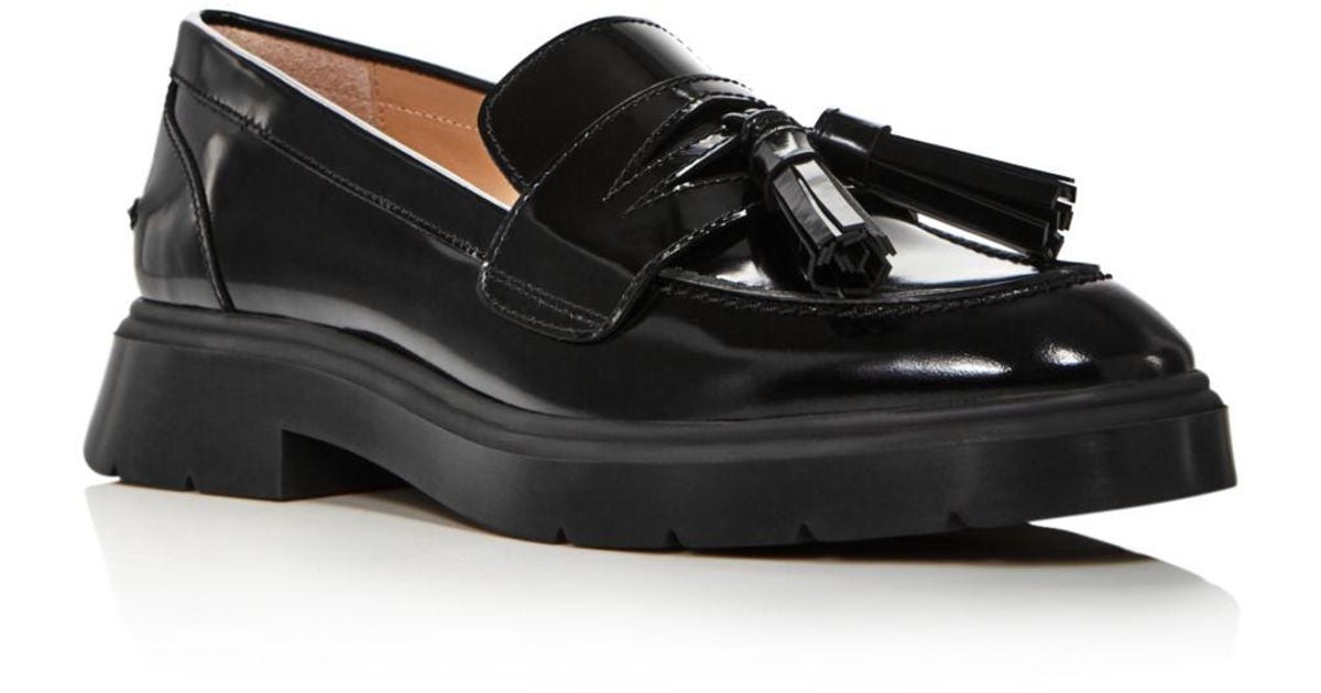 Stuart Weitzman Women's Plum Patent Leather Tassel Loafers in Black - Lyst