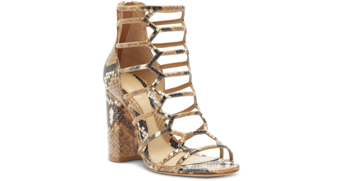 SCHUTZ SHOES Julianna Caged Strappy High Heel Sandals in Metallic Lyst
