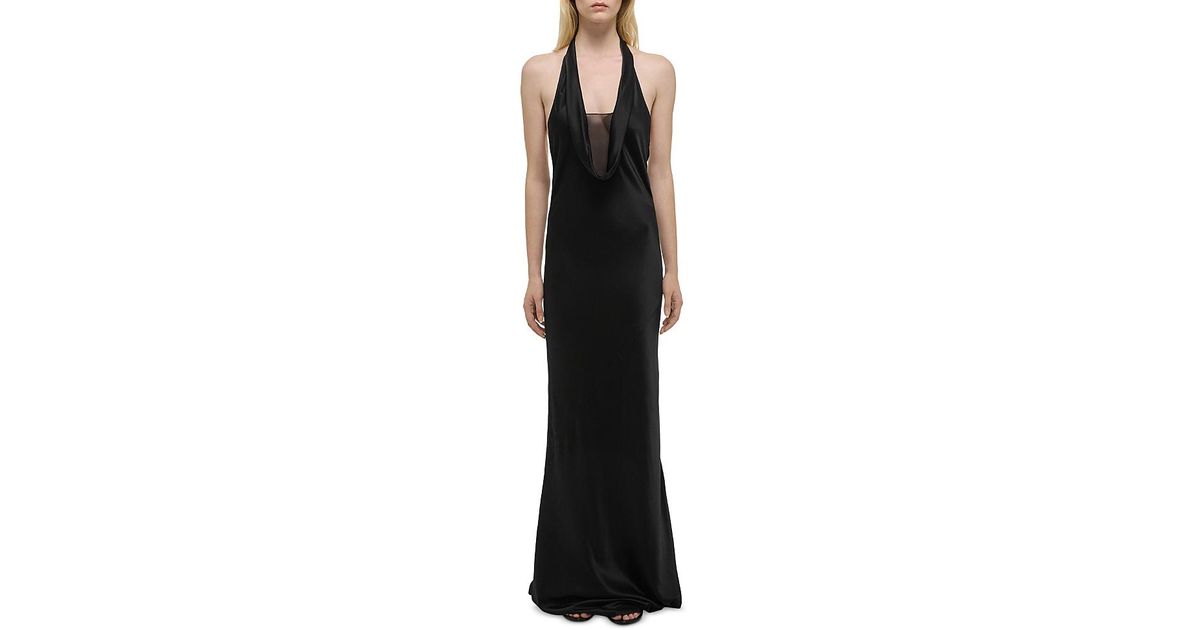 Helmut Lang Silk Halter Dress in Black | Lyst Helmut Lang Silk Halter Dress in Black | Lyst