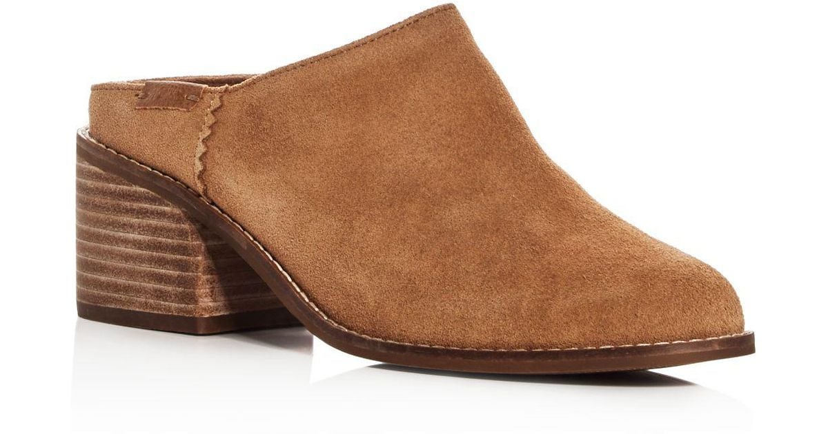 suede mules block heel