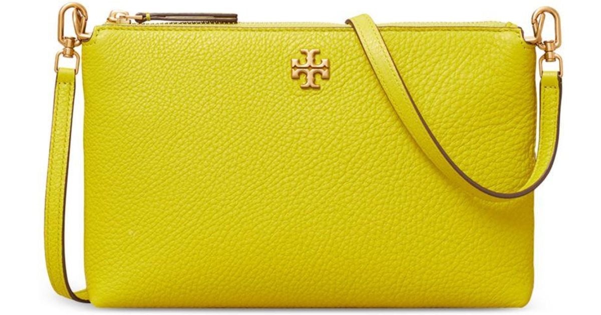 Tory Burch Kira Small Pebbled Leather Top Zip Crossbody in Yellow Lyst