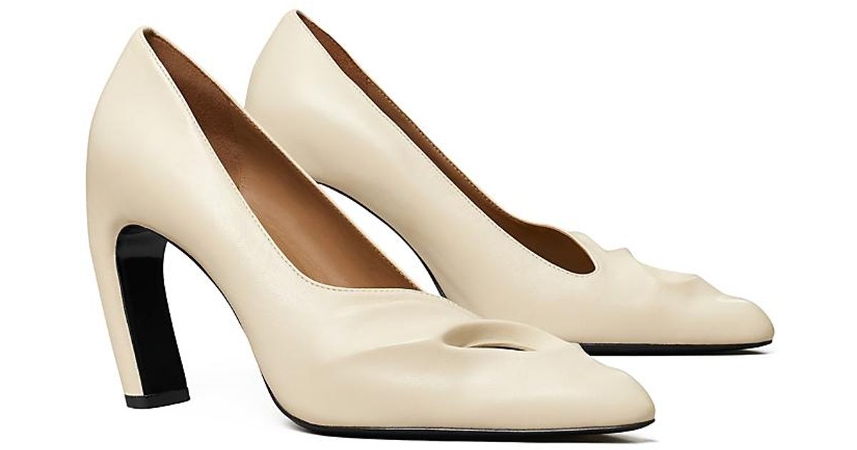 Tory Burch Sculpted Peep-Toe Pump in Natural Lyst UK