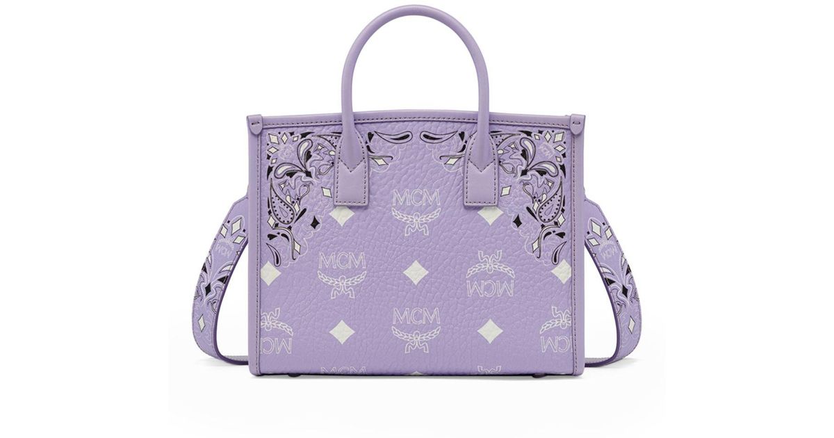 MCM München Visetos Small Tote Bag in Purple Lyst