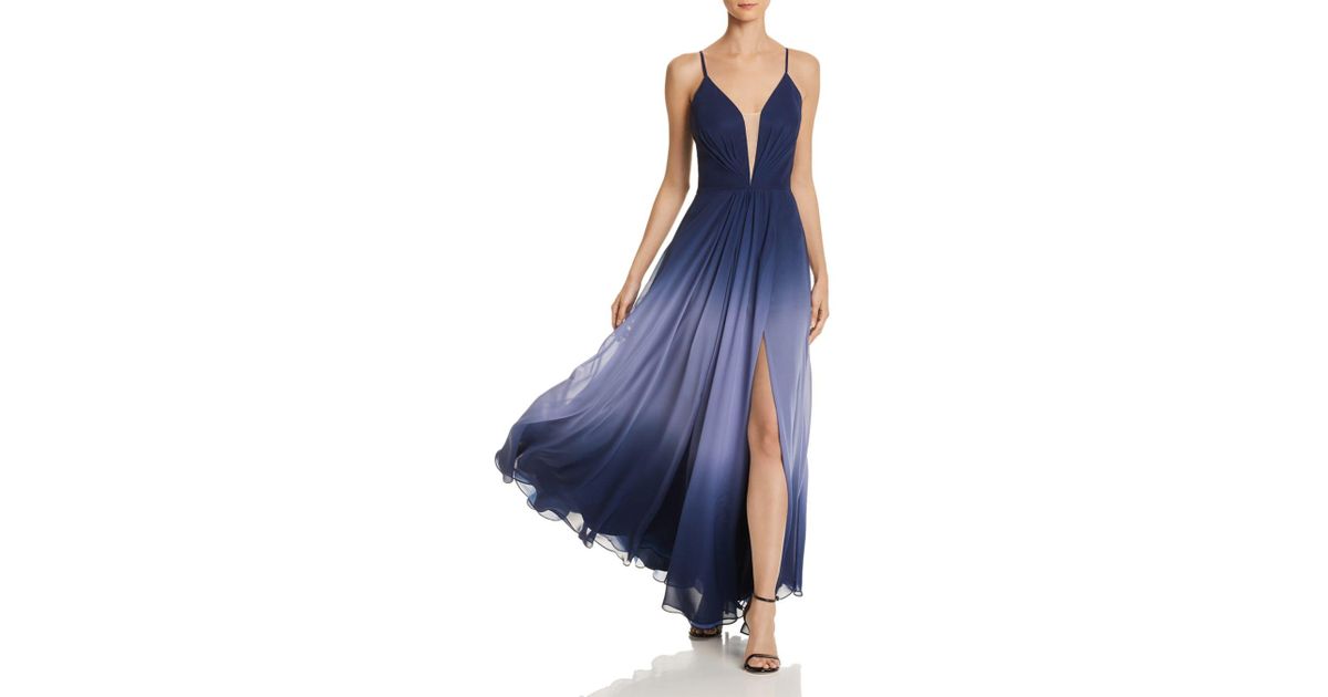 aqua ombre chiffon gown