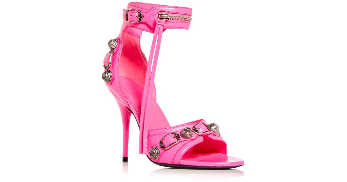 Balenciaga Cagole High Heel Sandals in Pink | Lyst