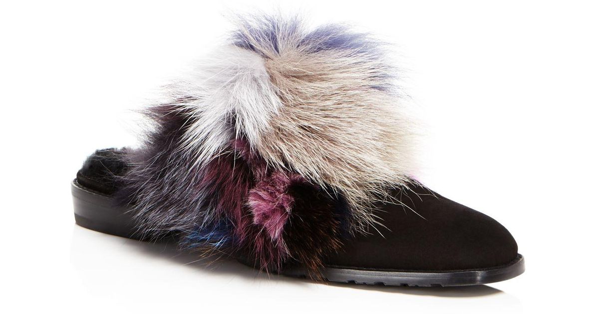 stuart weitzman fur mules