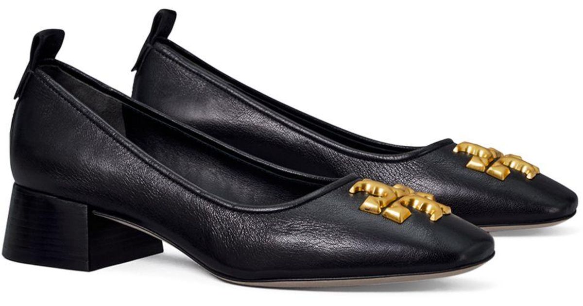 Tory Burch Leather Eleanor Pointed Toe Pumps in Black | Lyst