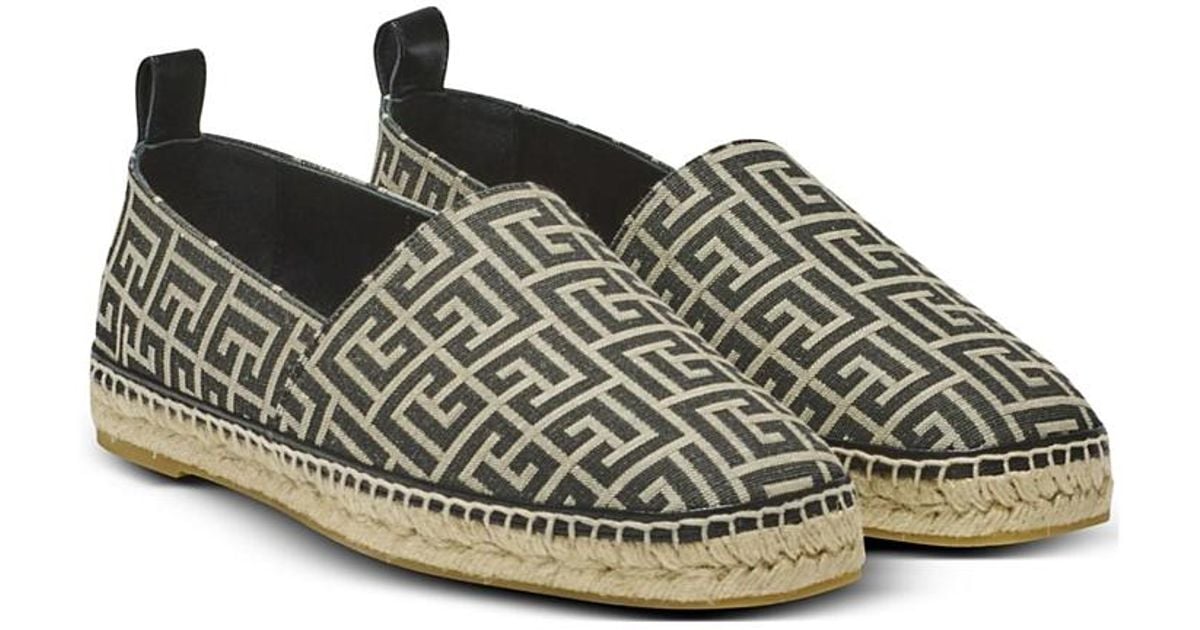 Balmain Monogram Jacquard Espadrilles in Black for Men | Lyst
