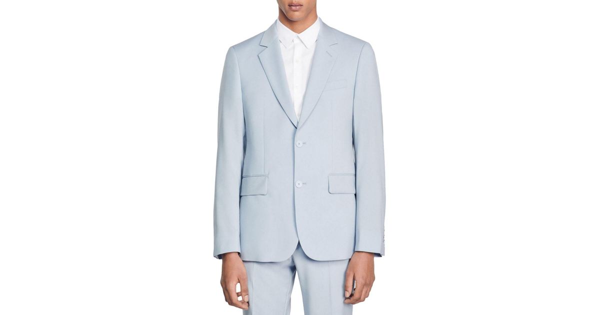 Sandro Solid Classic Fit Suit Jacket in Blue for Men | Lyst