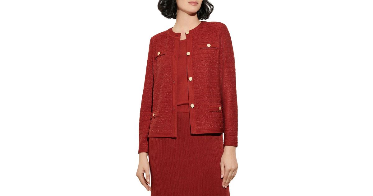 Misook Rib Knit Jacket in Red Lyst