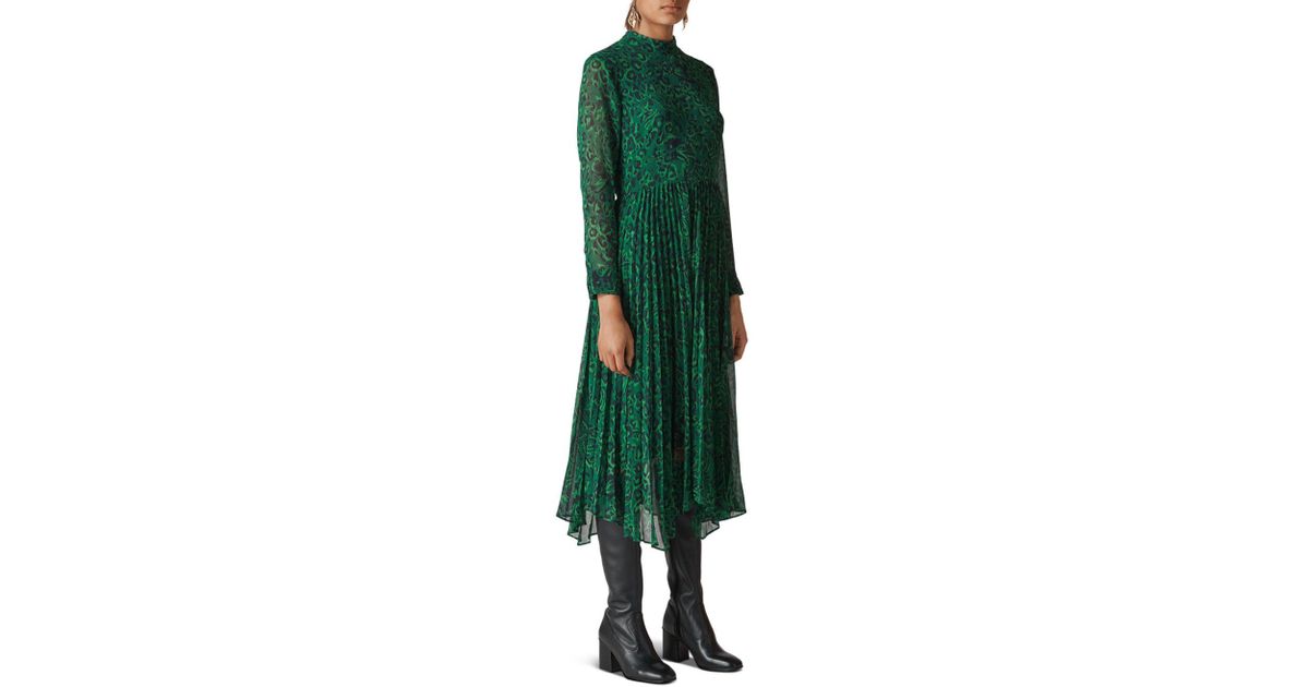 whistles green jungle cat dress