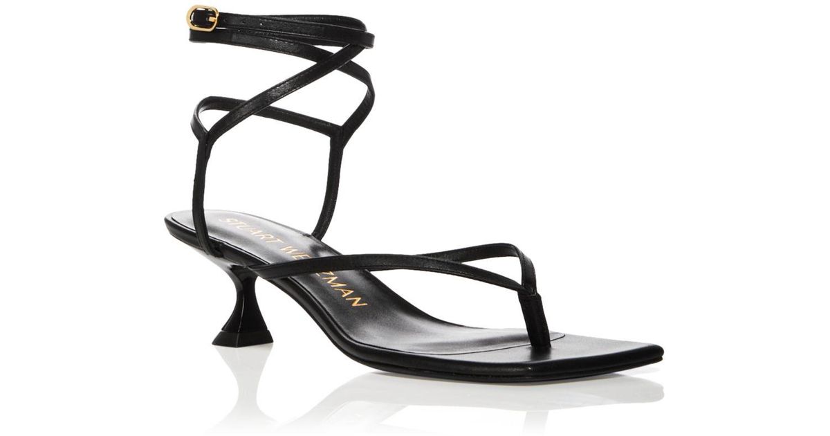 Stuart Weitzman Cabo Strappy Thong Sandals in Black | Lyst