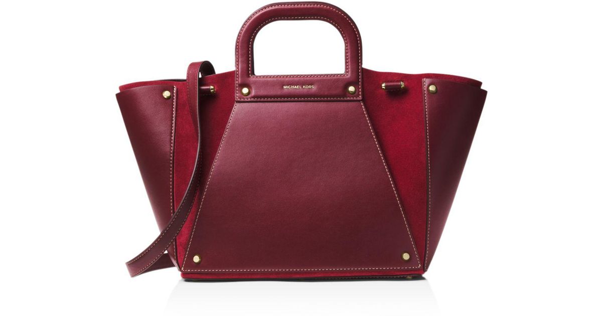 clara large leather and suede tote