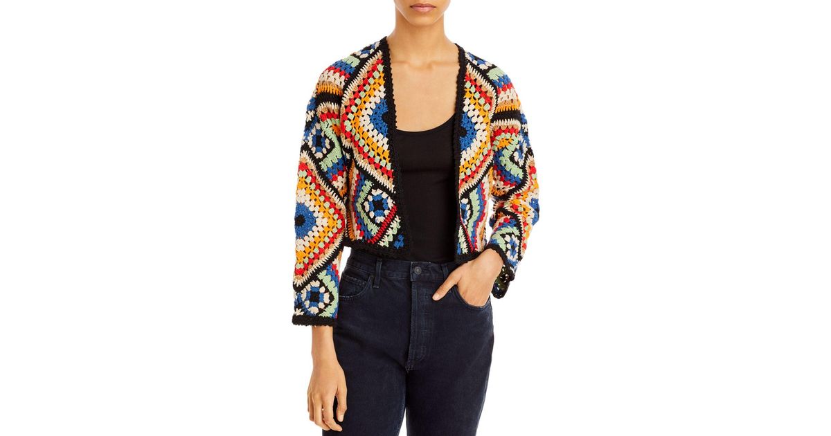 Alice + Olivia Cotton Anderson Cropped Boxy Crochet Cardigan | Lyst