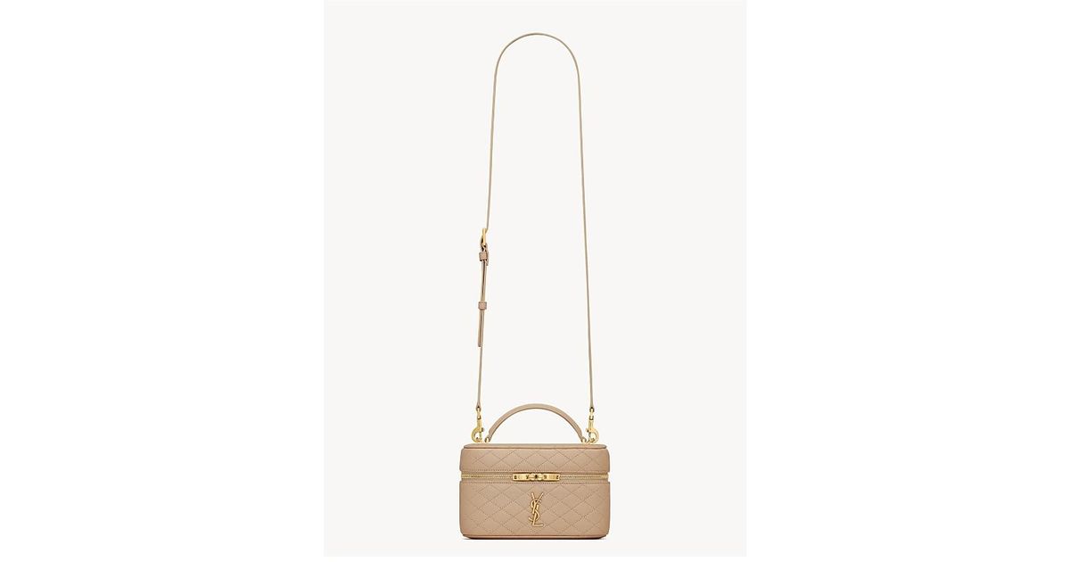 GABY MINI VANITY 18 IN IVORY WHITE LAMBSKIN GOLD HARDWARE