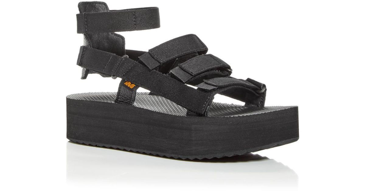 Teva Leather Mevia Flatform Gladiator Sandals in Black | Lyst