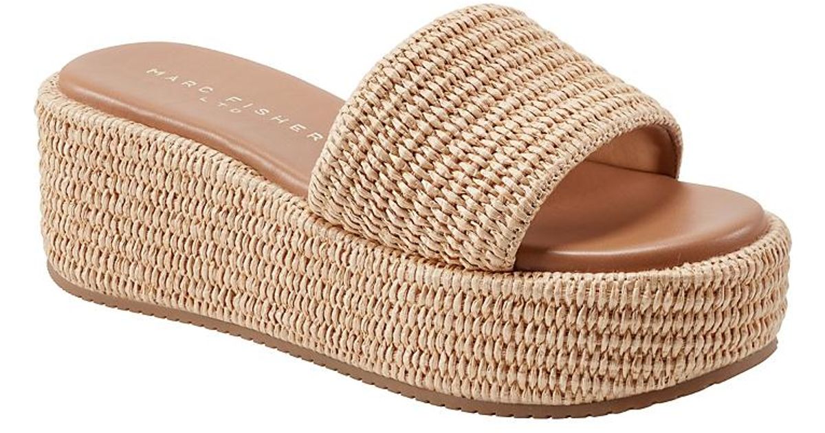 Marc Fisher LTD Odilia Lattice Platform Sandals in Light Natural Size 10 NEW main image 0