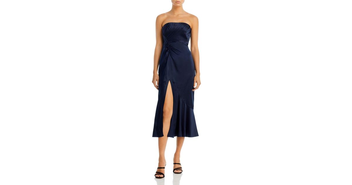 Cinq À Sept Valmore Silk Strapless Dress in Blue | Lyst