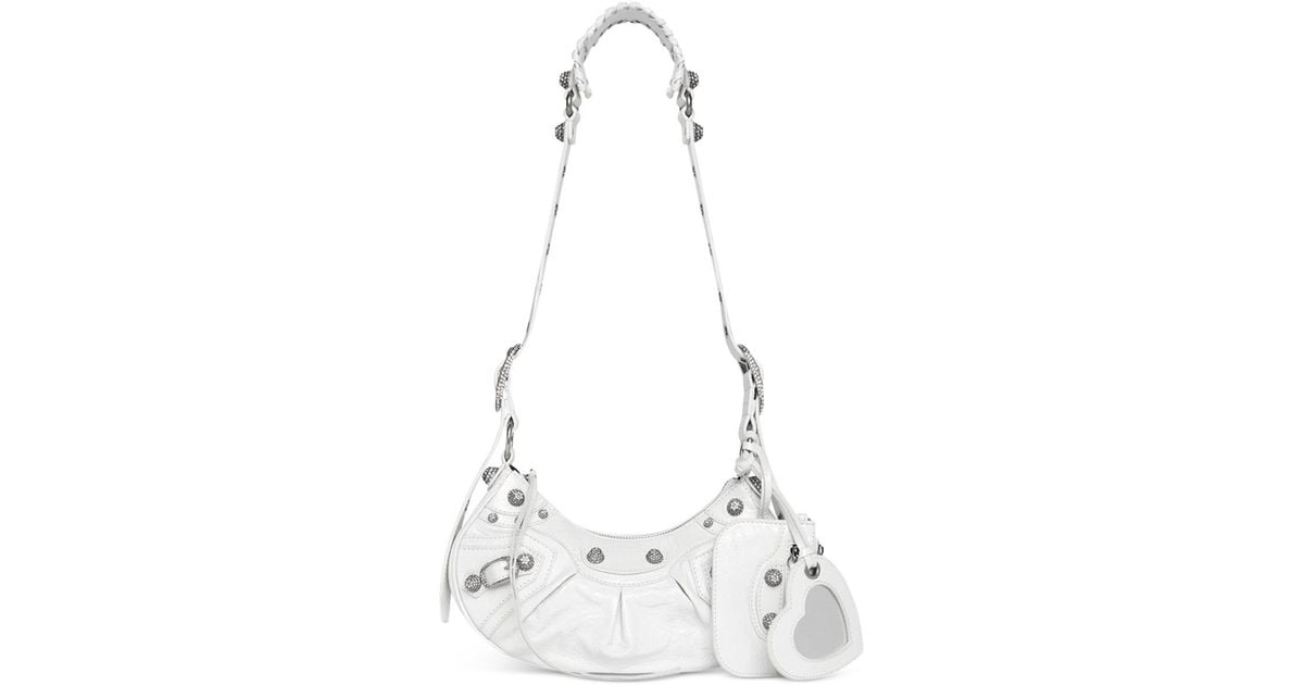Balenciaga Le Cagole Rhinestone Xs Shoulder Bag in White Lyst