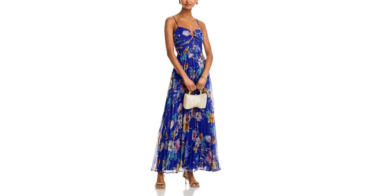 alc dress blue Moira Satin Pleated Maxi Dress main image 0