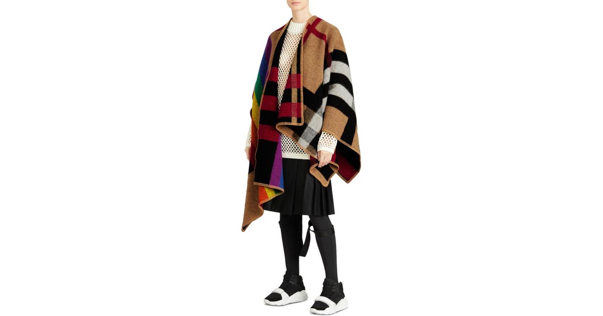 burberry rainbow wool vintage poncho