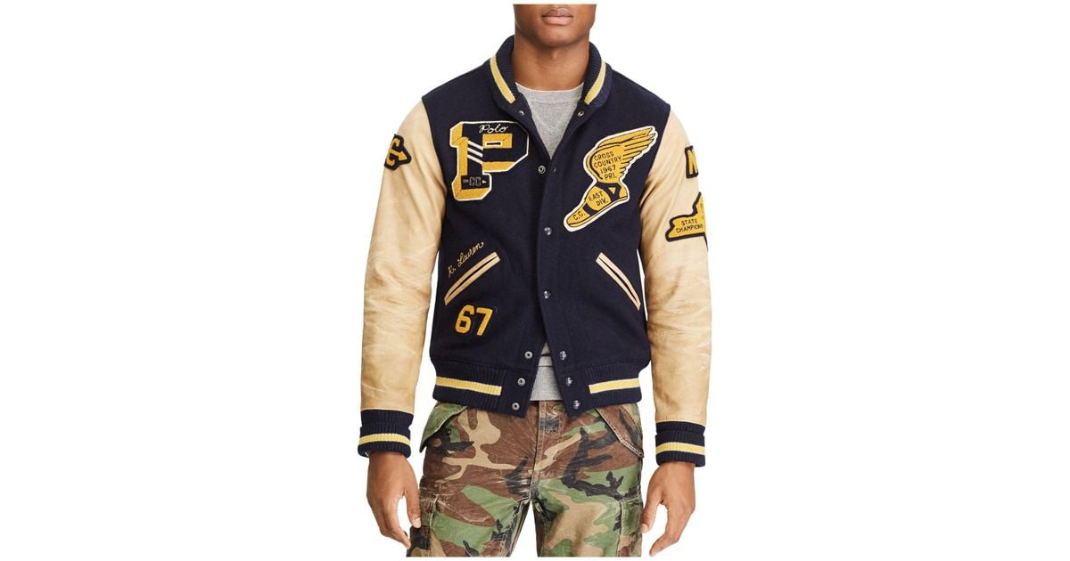 polo wool blend letterman jacket