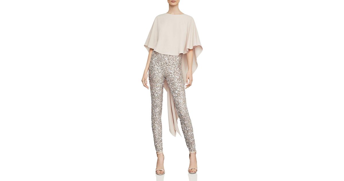 bcbg high low sequin jumpsuit