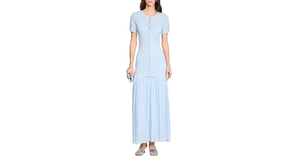 Sandro Beaded Knit Maxi Dress in Blue