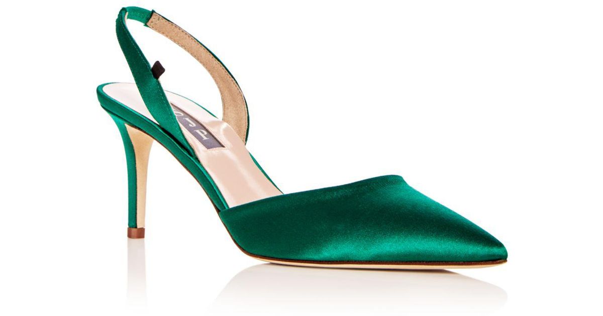 emerald green slingback shoes