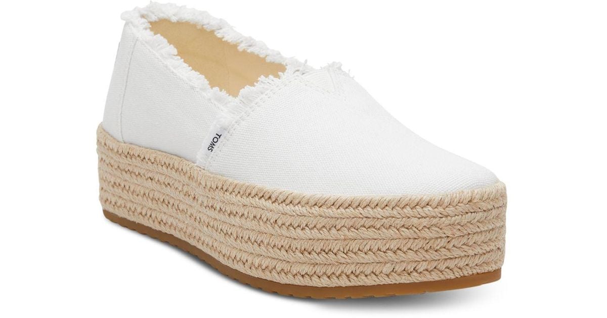 TOMS Valencia Platform Espadrille Flats in White Lyst