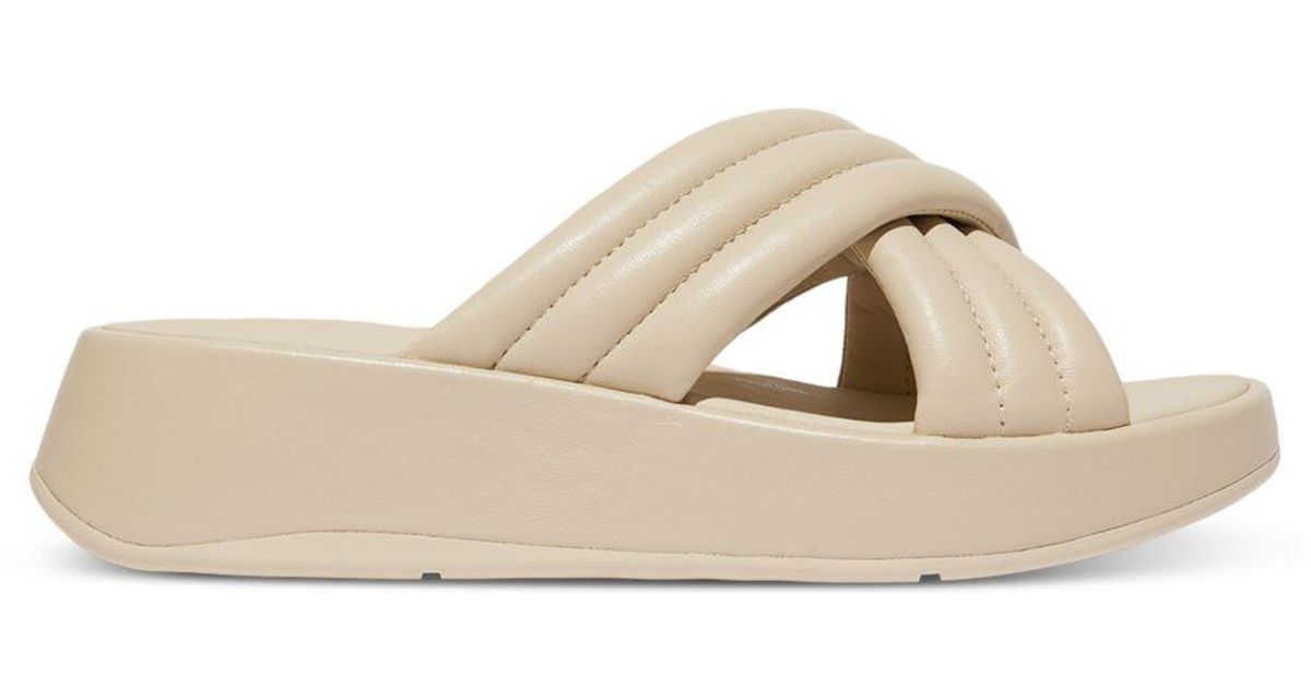 Fitflop F - Mode Padded Leather Strap Slides in Natural | Lyst