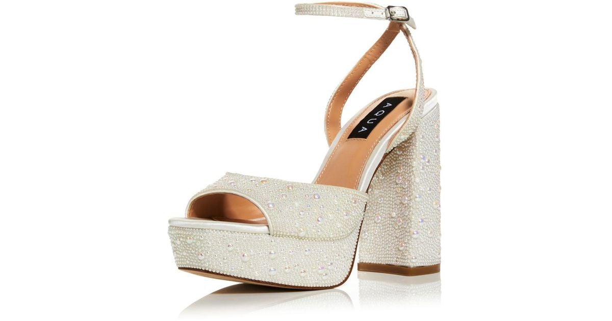 Aqua Leslp Ankle Strap Platform High Heel Sandals in Natural Lyst