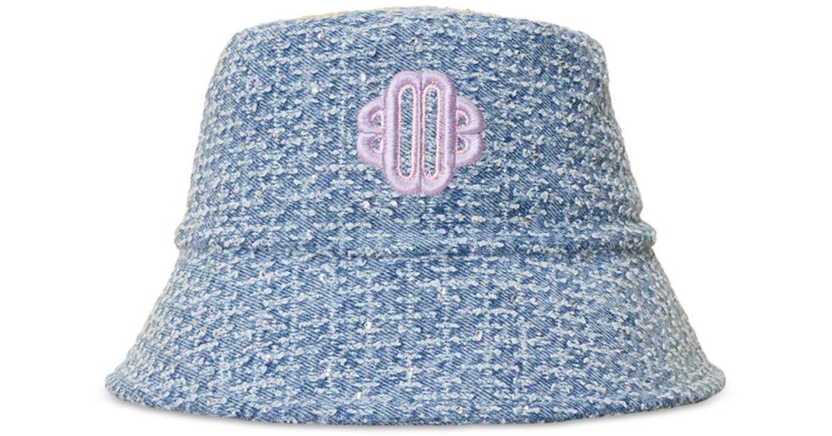 Maje Embellished Denim Bucket Hat in Blue | Lyst