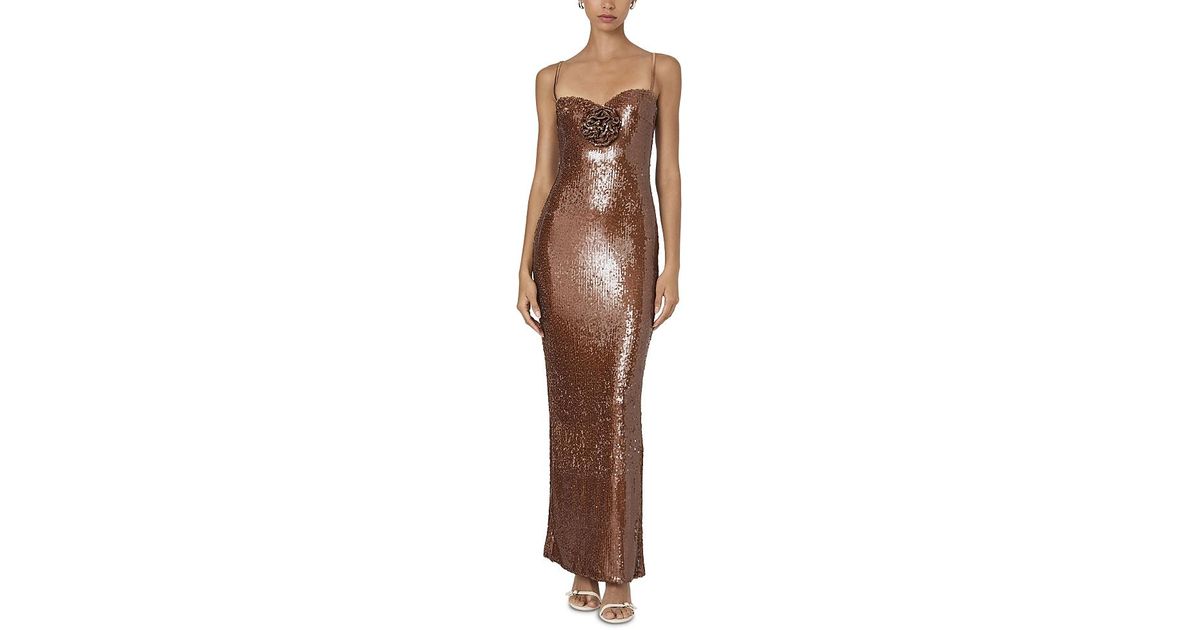 French Connection Beatrice Sequined Gown in Brown Lyst UK