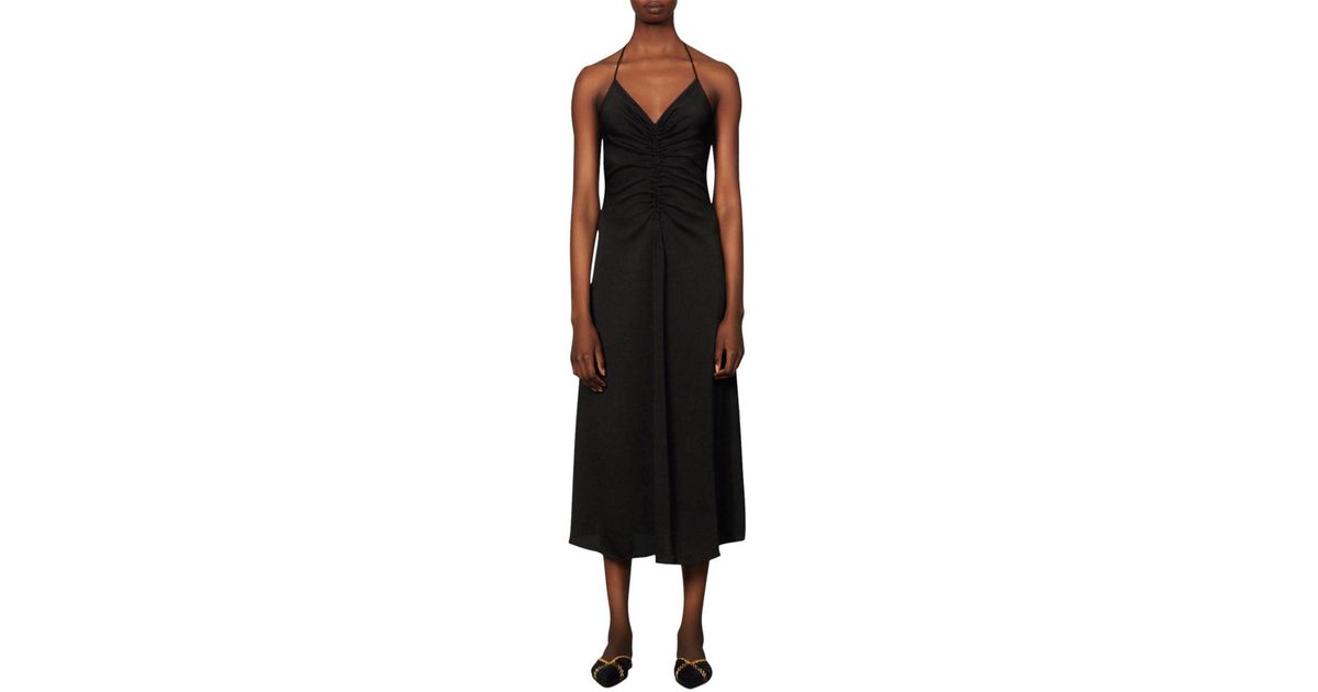Sandro Synthetic Praline Midi Dress in Black | Lyst UK