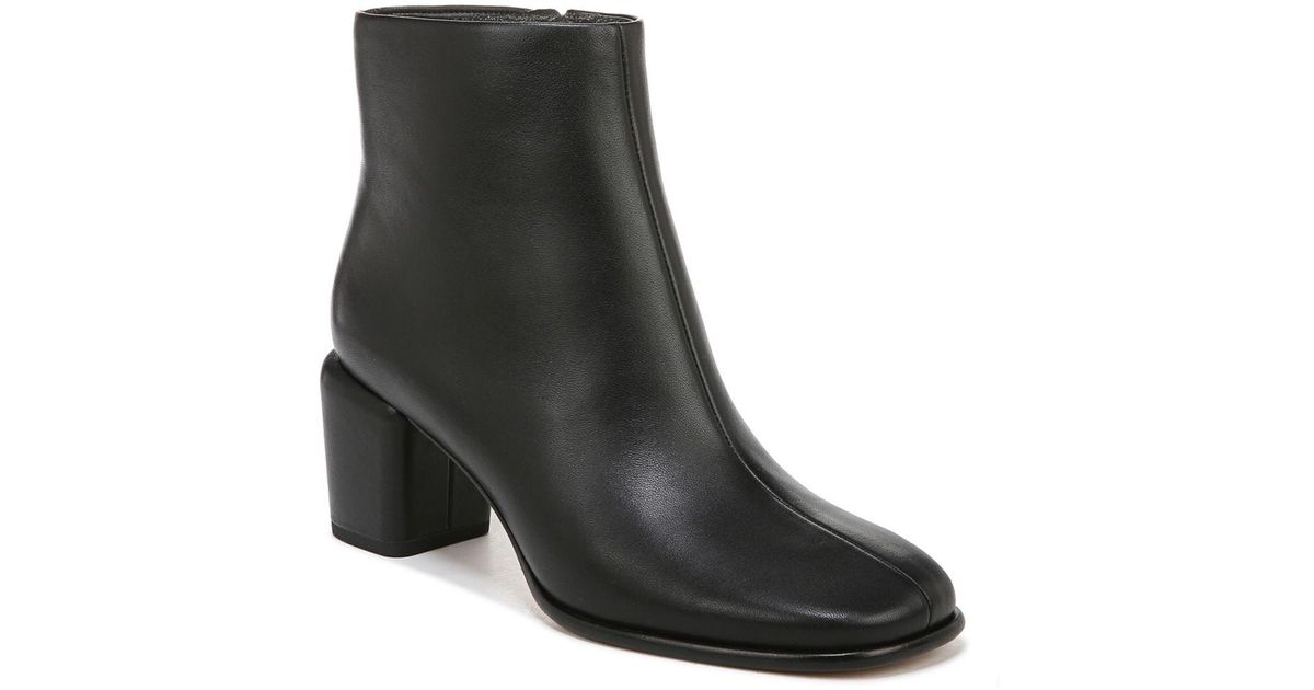 Vince Leather Maggie Zip Up Block Heel Booties in Black | Lyst