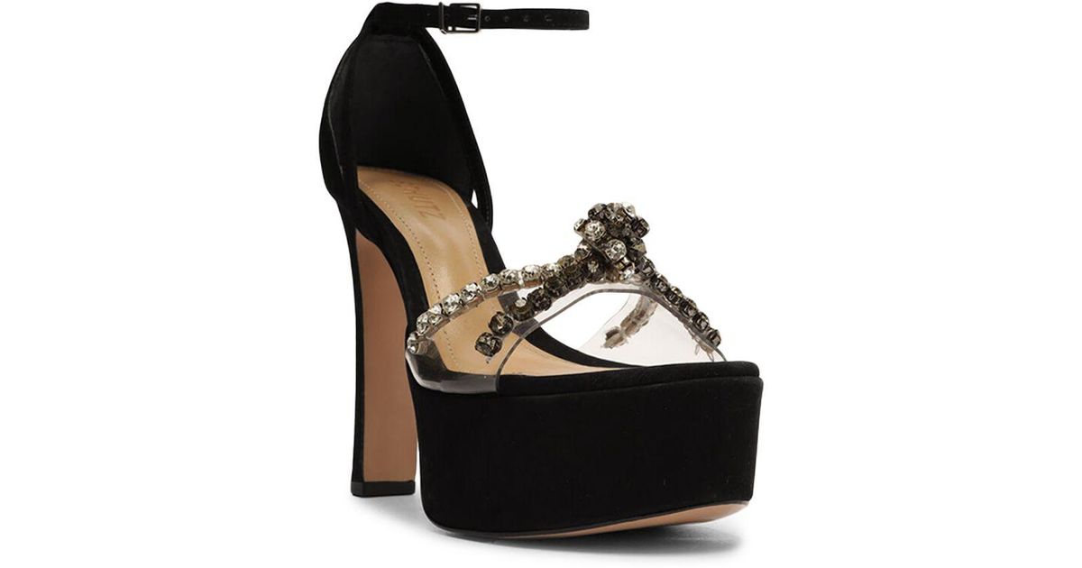 Schutz Leather Jayda Crystal Embellished Knotted Strap High Heel