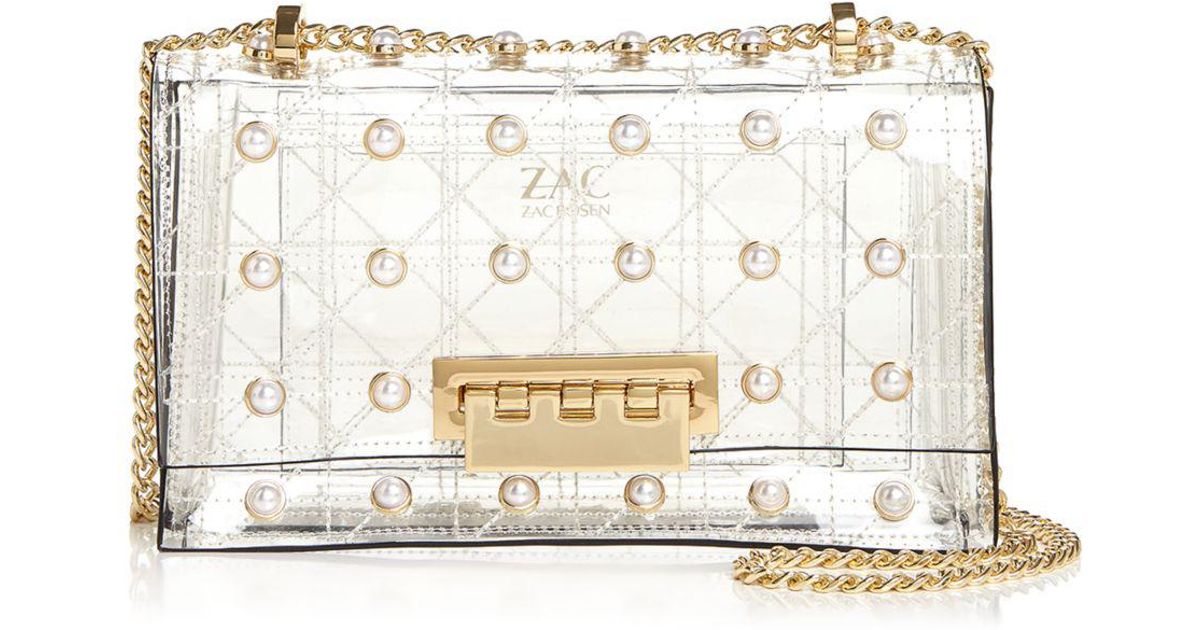 Zac Zac Posen Earthette Quilted Pearl Lady Clear Embellished Shoulder