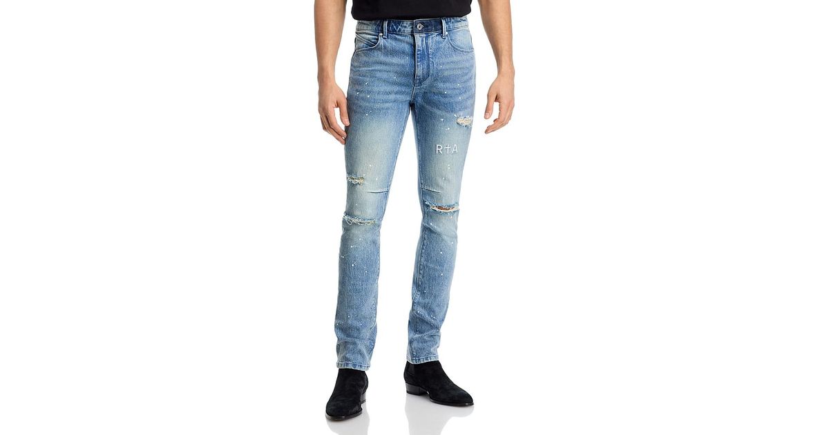 RTA Pre Ripped Skinny Jeans in Blue for Men | Lyst