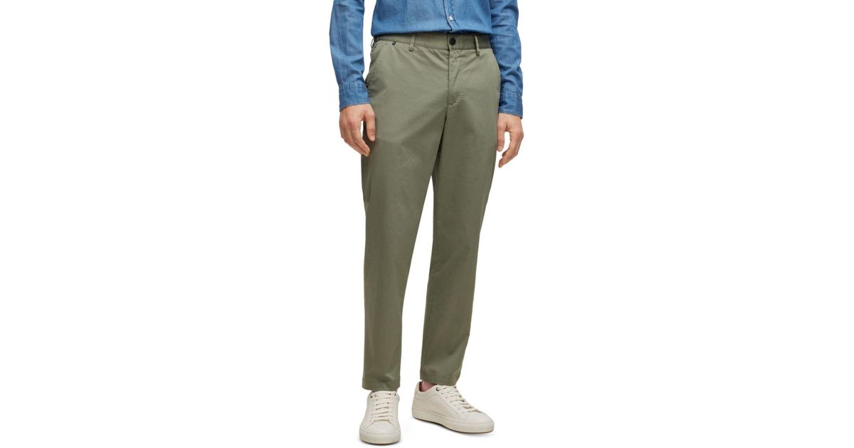 BOSS by HUGO BOSS Perin Cotton Blend Relaxed Fit Pants in Green for Men ...